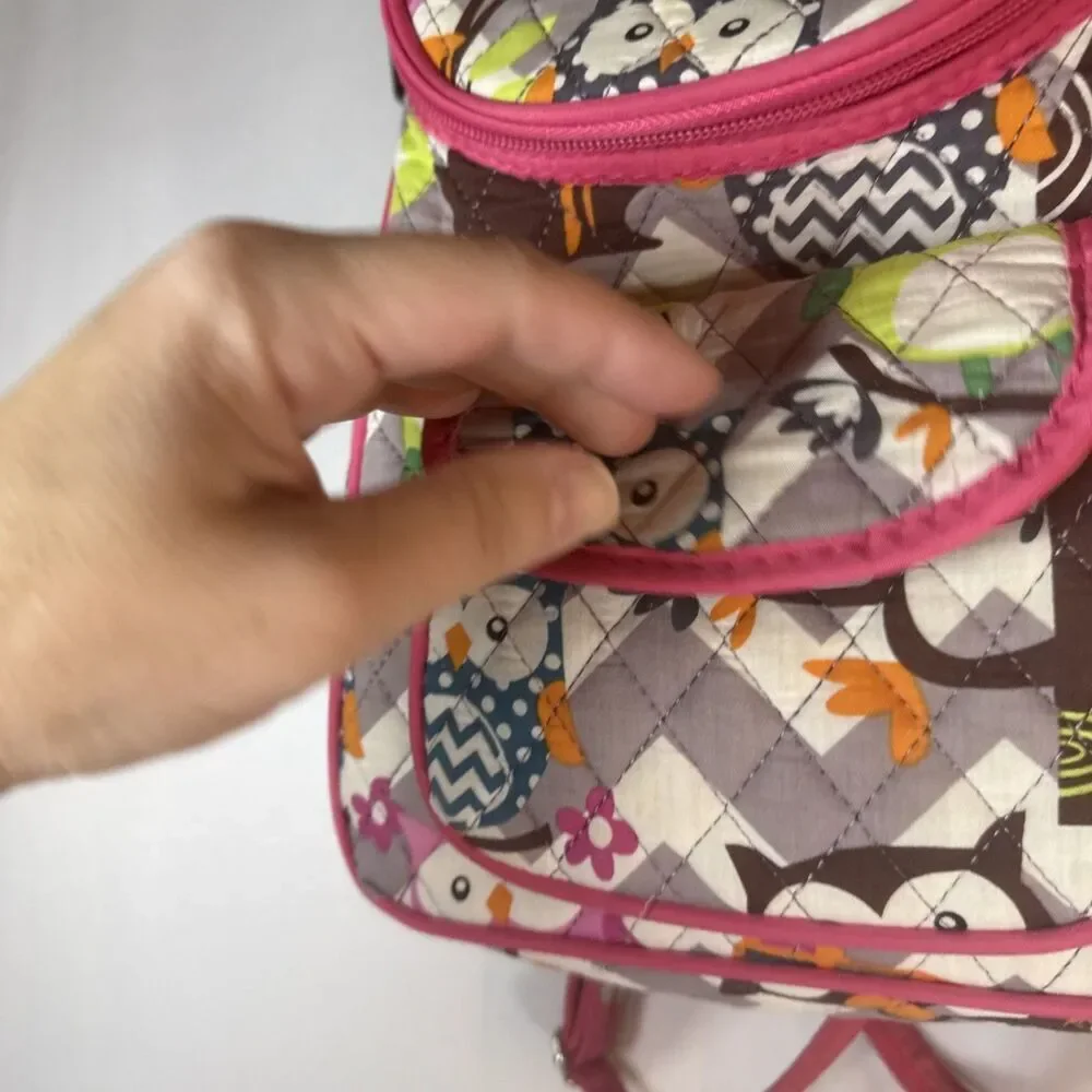 N. Gil Owl Mini Backpack With Pink Monogram The Letter M Preowned